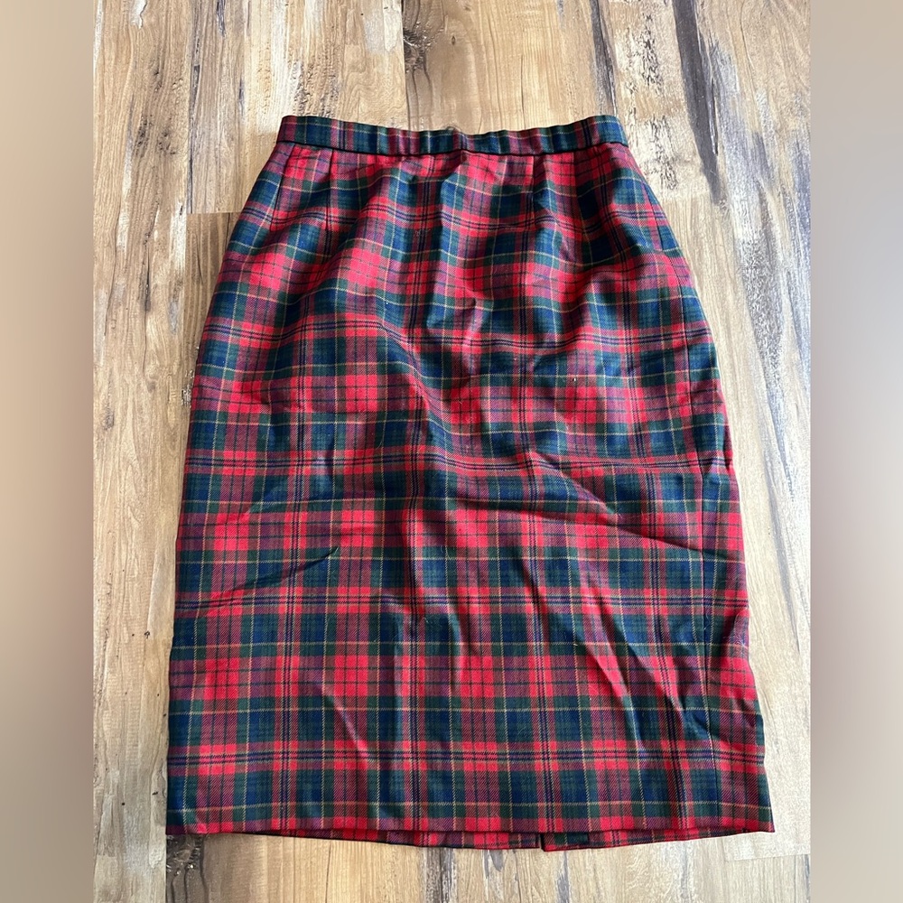 Pendleton women’s 10 VTG Plaid Red Women's Pencil Skirt Wool Tartan Christmas
